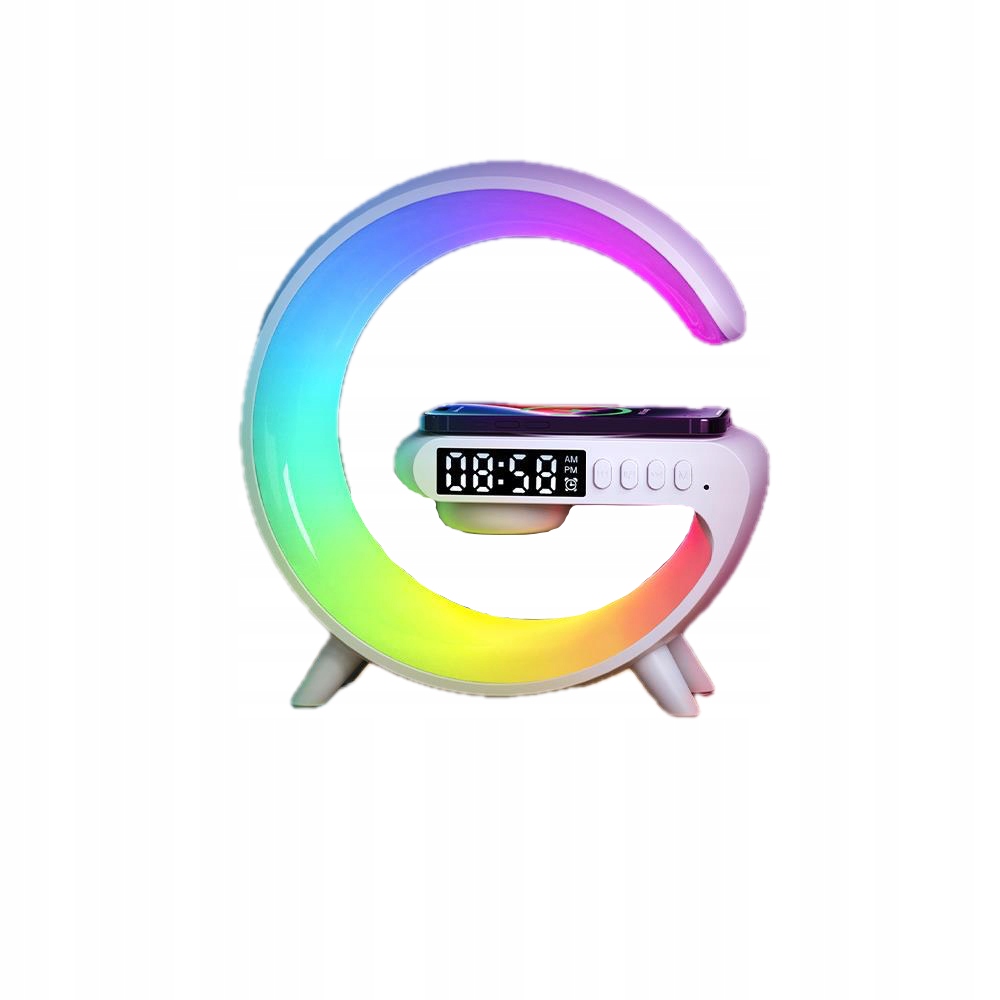Lampka Nocna Rgb Budzik Głośnik Ładowarka Mini