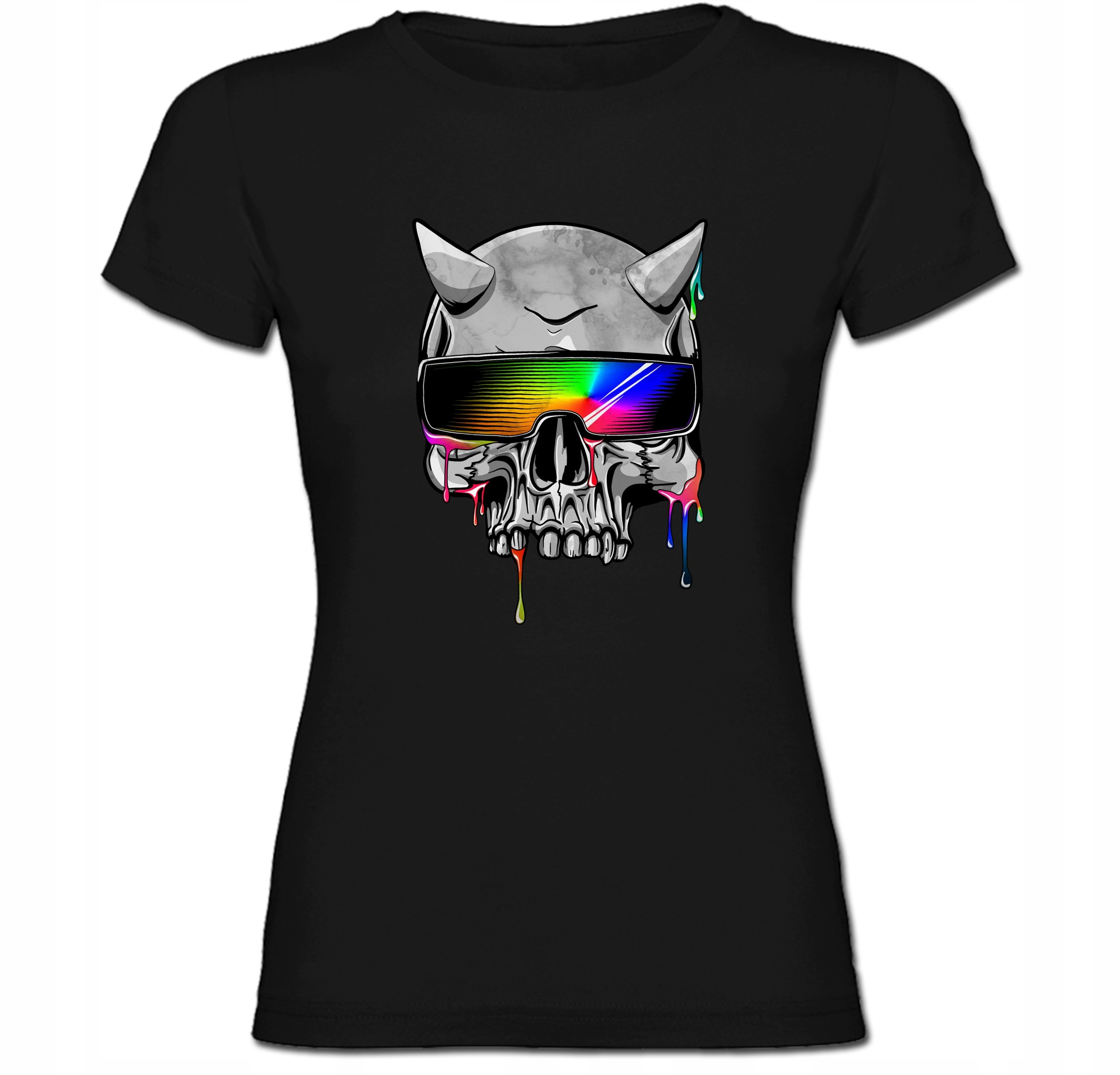 Tričko skull lebka farba grafika neón XL