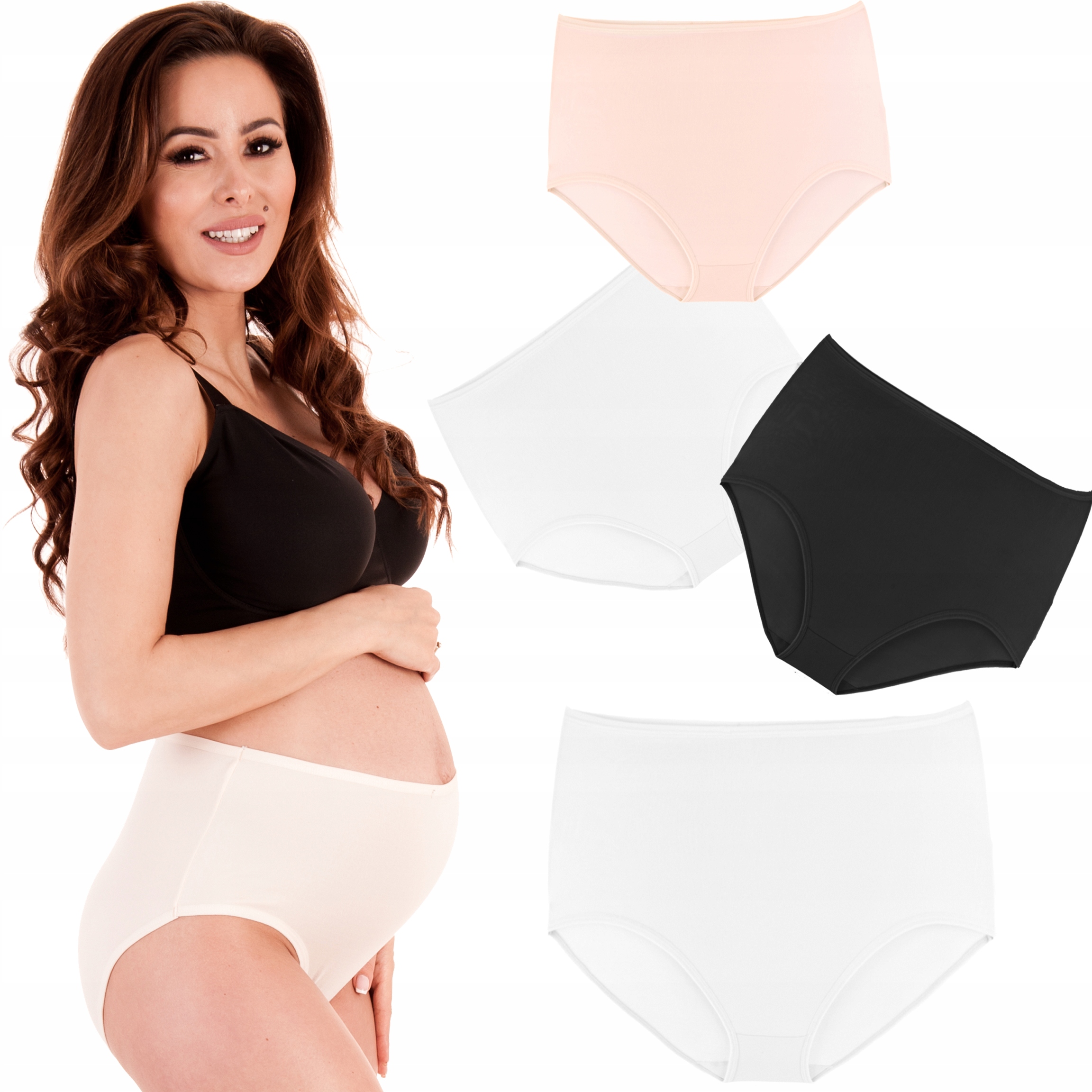 

Majtki Ciążowe Bambusowe Komplet x4 Gładkie