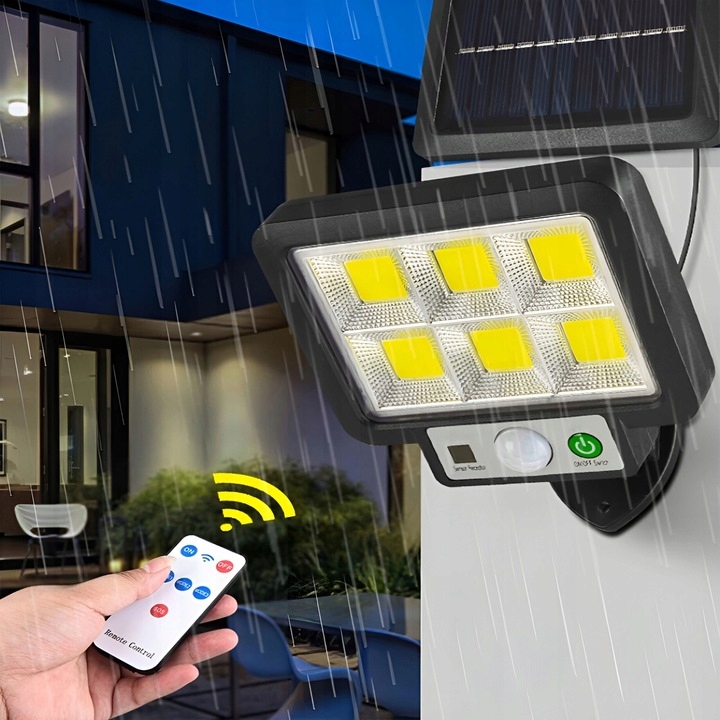 BARDZO MOCNA LAMPA SOLARNA HALOGEN LED CZUJNIK RUCHU ZMIERZCHU 15W 6500K Strumień świetlny 1000 lm