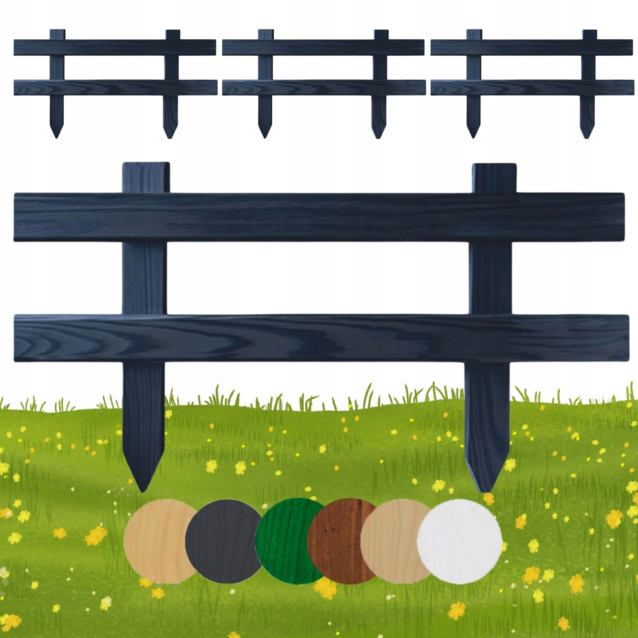 Zahradní plot dřevěný obrubník palisáda 50 x 30 cm Antracit 4 ks