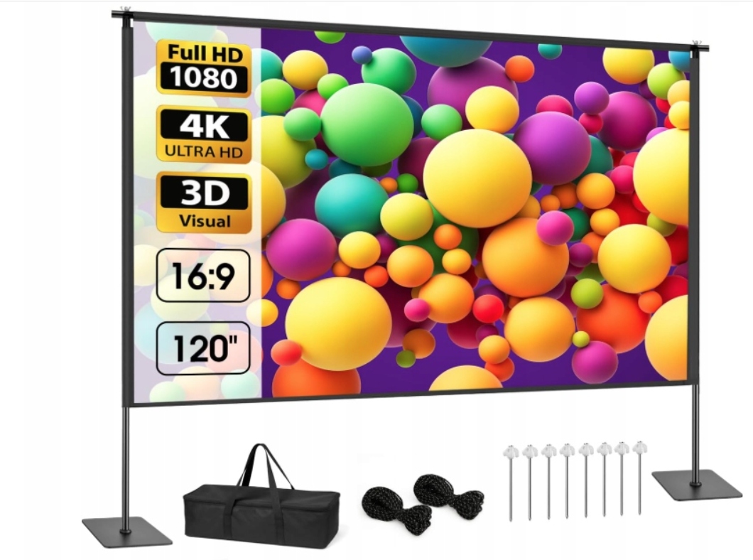 Projekční plátno Leorfi, 120 palců s konstrukcí a zátěží R17