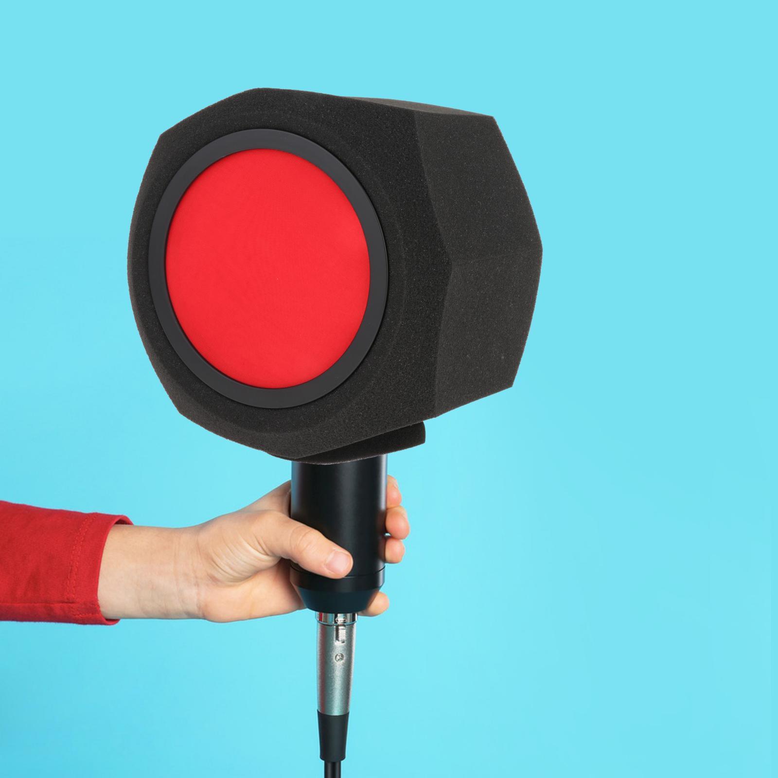 Mikrofon Gąbka Mikrofon Ośmiokątny Czerwony