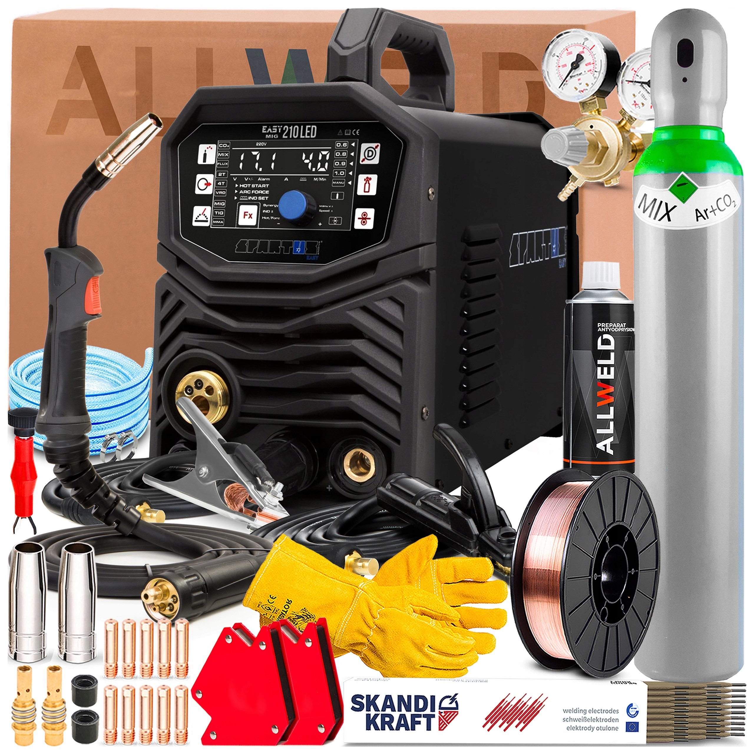 Svářečka Spartus Easy Mig 210 Led 230V 200A Synergie Tig Lift Mma Flux