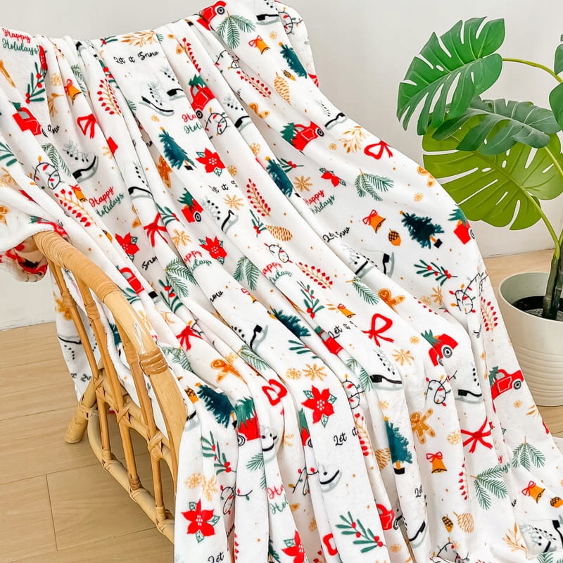 Vánoční deka z mikrovlákna 200x220 White Christmas bílá