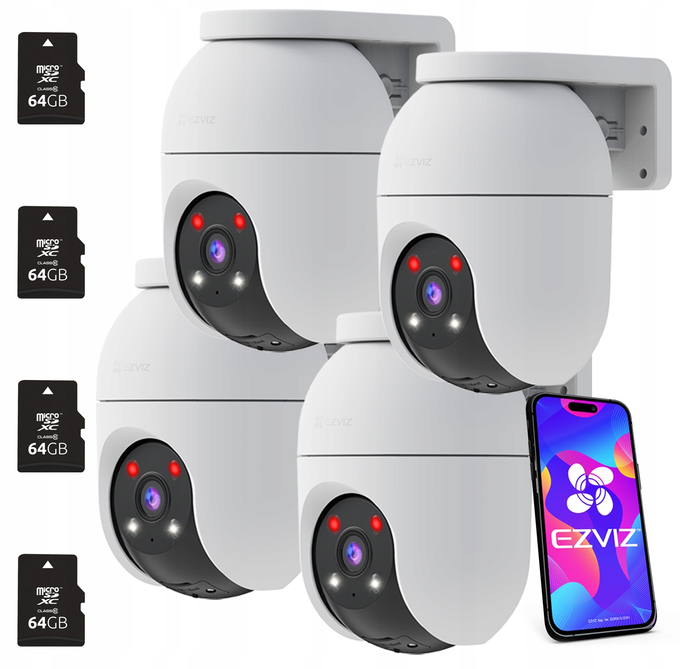 4x WiFi kamera 8MPX C8c 4K otočná s externou detekciou Ai karta 64 Gb
