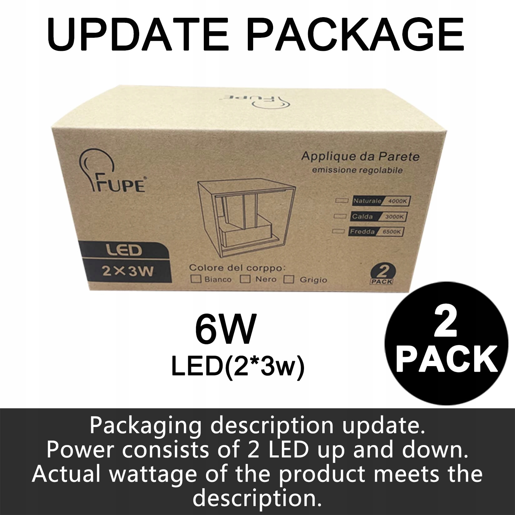 2 SZTUKI WANDLEUCHTE LED Wewnętrzna Zewnętrzna Czarna 6W 3000K IP65 — miniatura 9