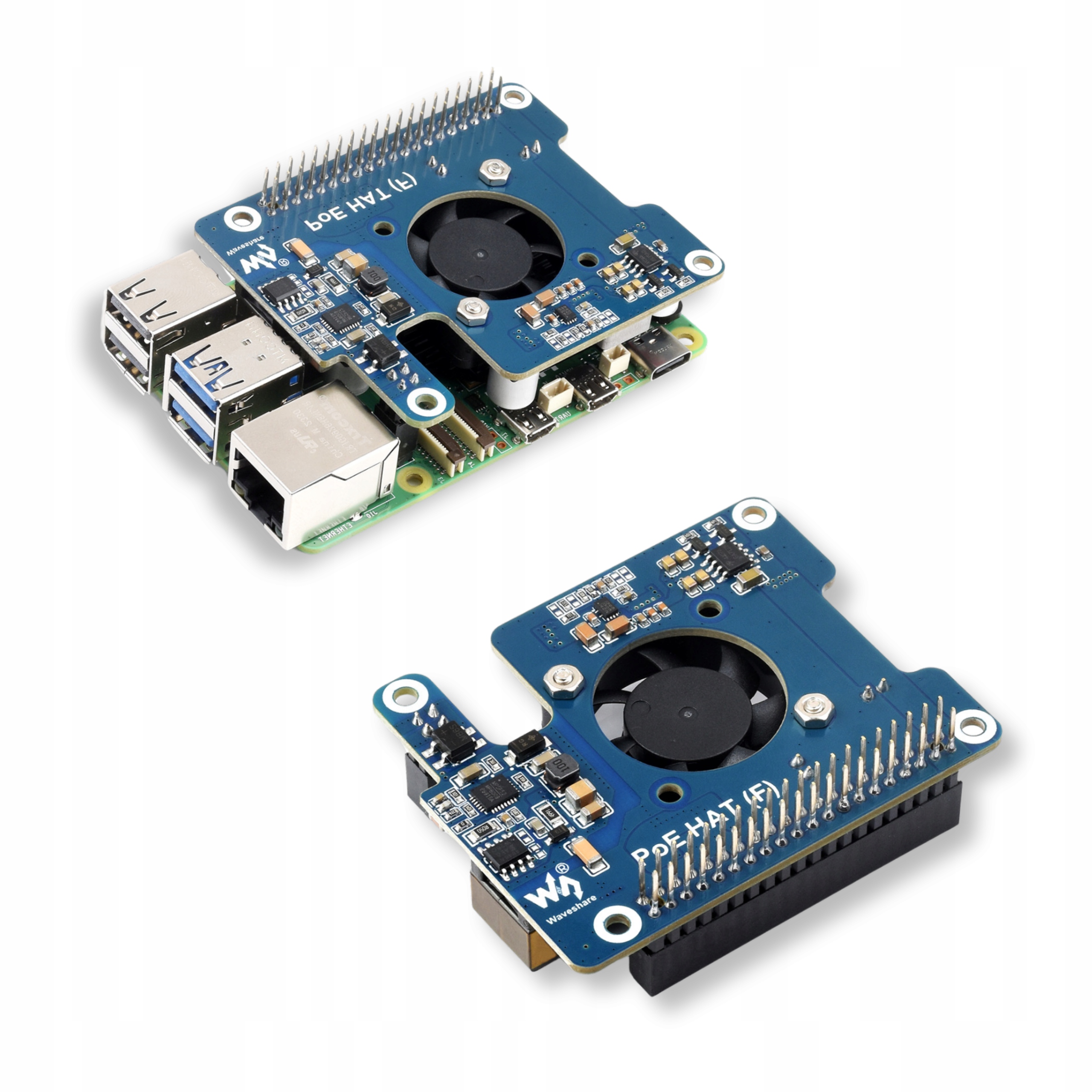 Nakładka PoE (f) Waveshare z radiatorem i wentylatorem dla Raspberry Pi 5