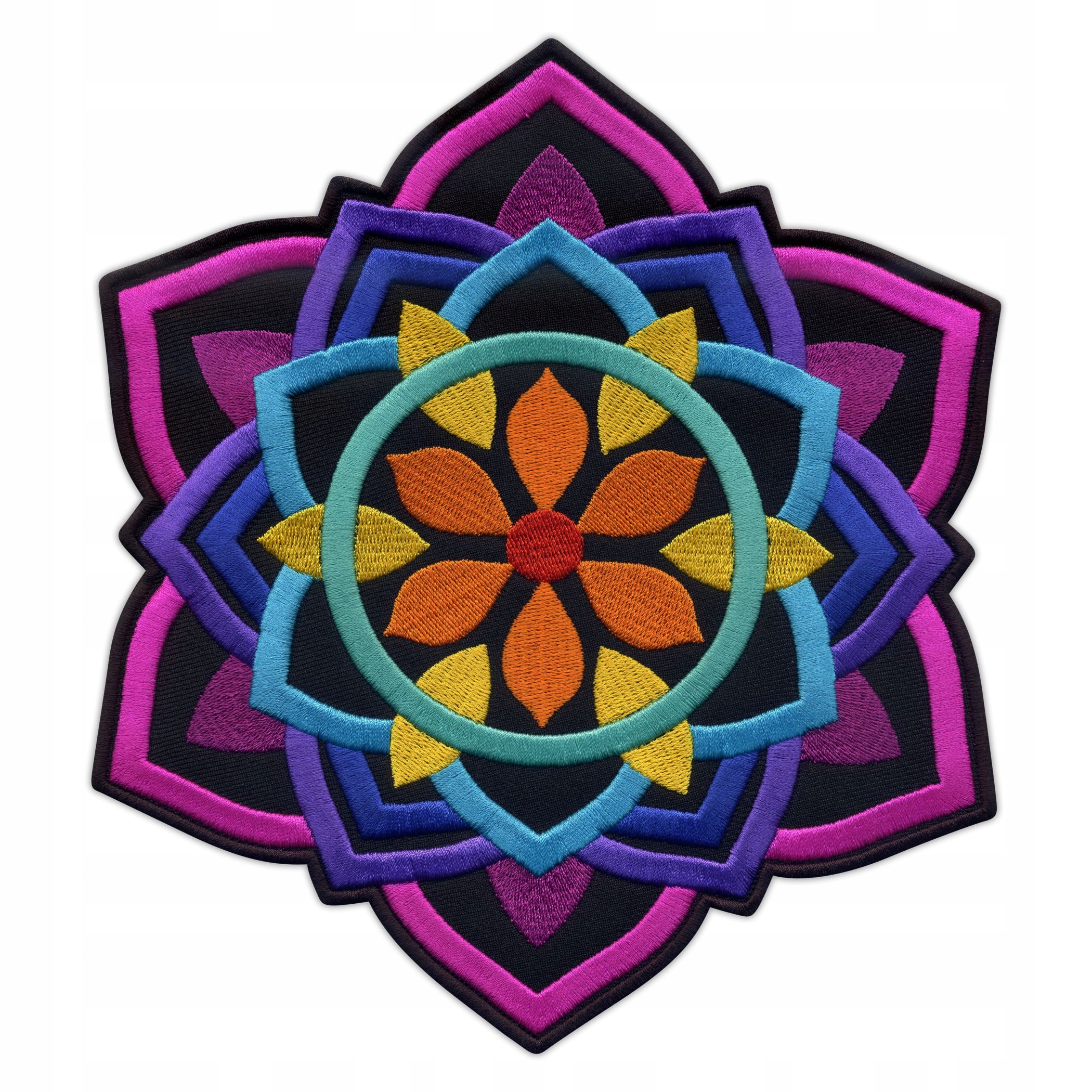 

Naszywka Mandala - czarna, duża 20 cm, kwiat Haft