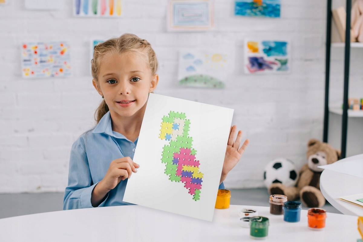 KLOCKI WAFLE MELI MOSAIC MINIS Pastel 1200 + GUMKA Materiał plastik