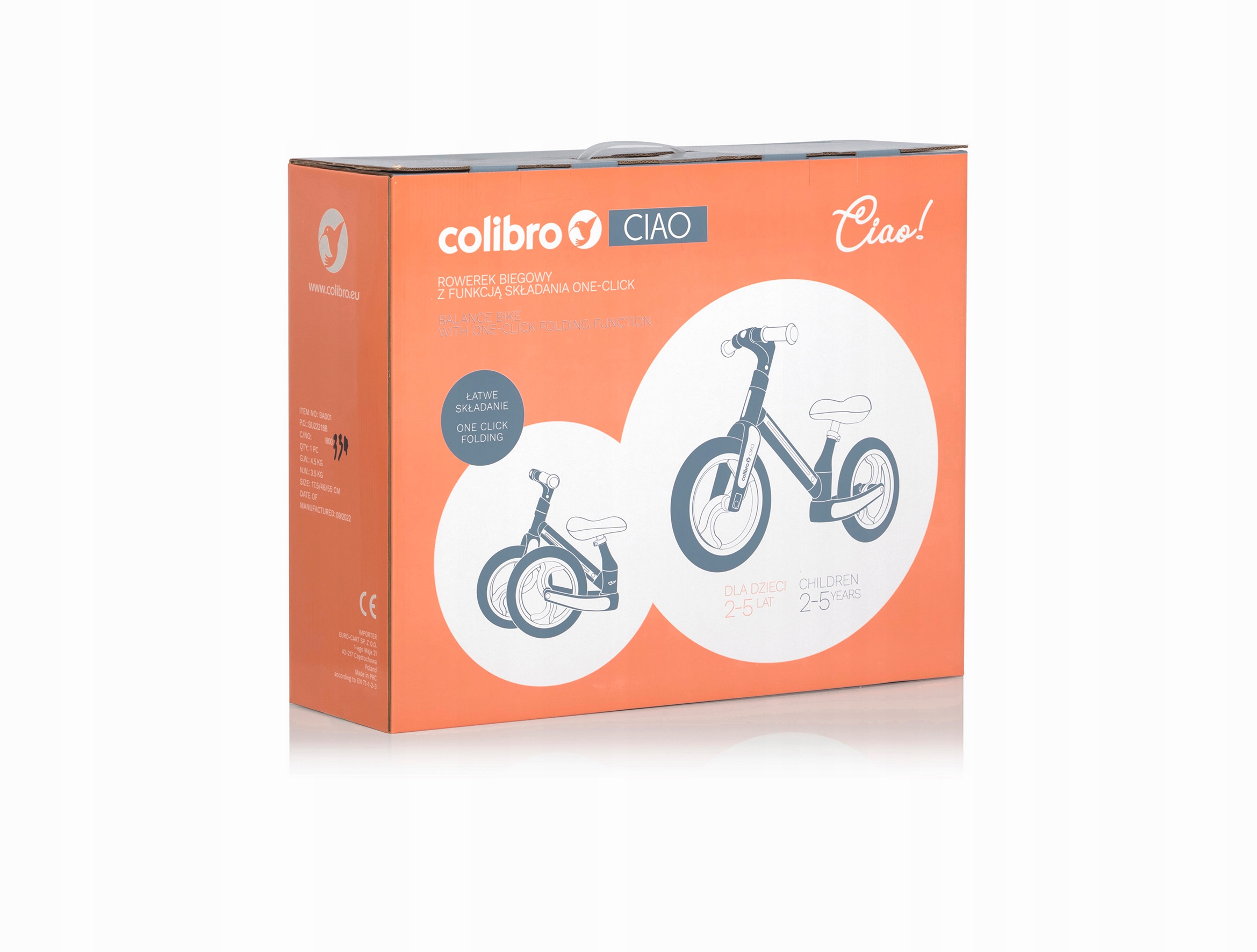 Rowerek biegowy dla dzieci Tremix CIAO DLA 2 LATKA Stan opakowania oryginalne
