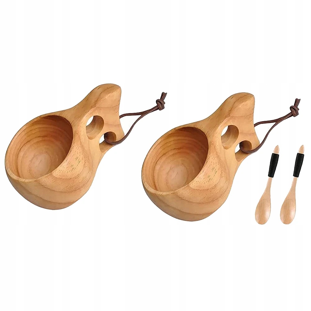 2Pack Nordic Style Wooden Cup Kuksa Cup Portable Outdoor Camping