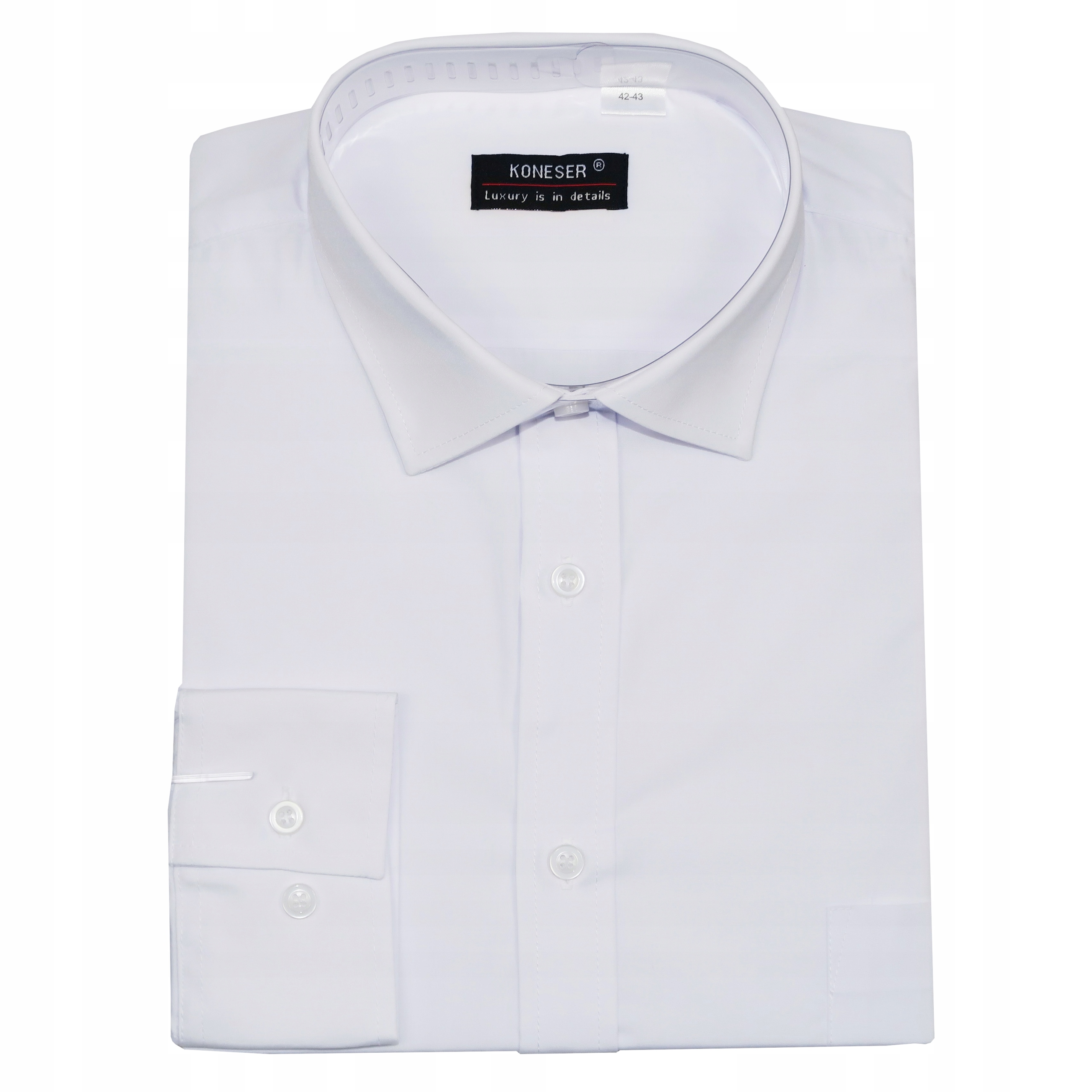 Męska Koszula Regular 42 43 gładka biała Szykowna na okazje