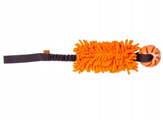 Levně Odolný přetahovadlo pro psa – hračka s mopem a míčem Dingo Oranžová 46 cm