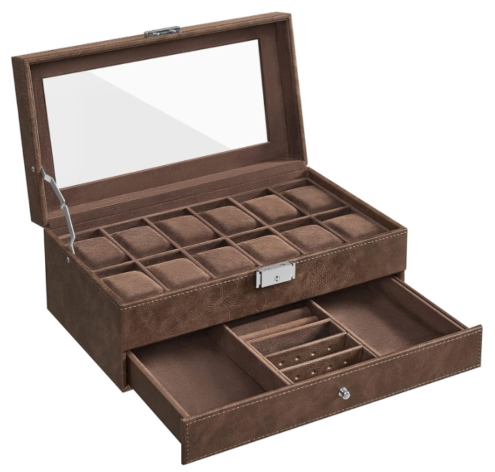 12 slotów Fashion 2-warstwowe etui na zegarki