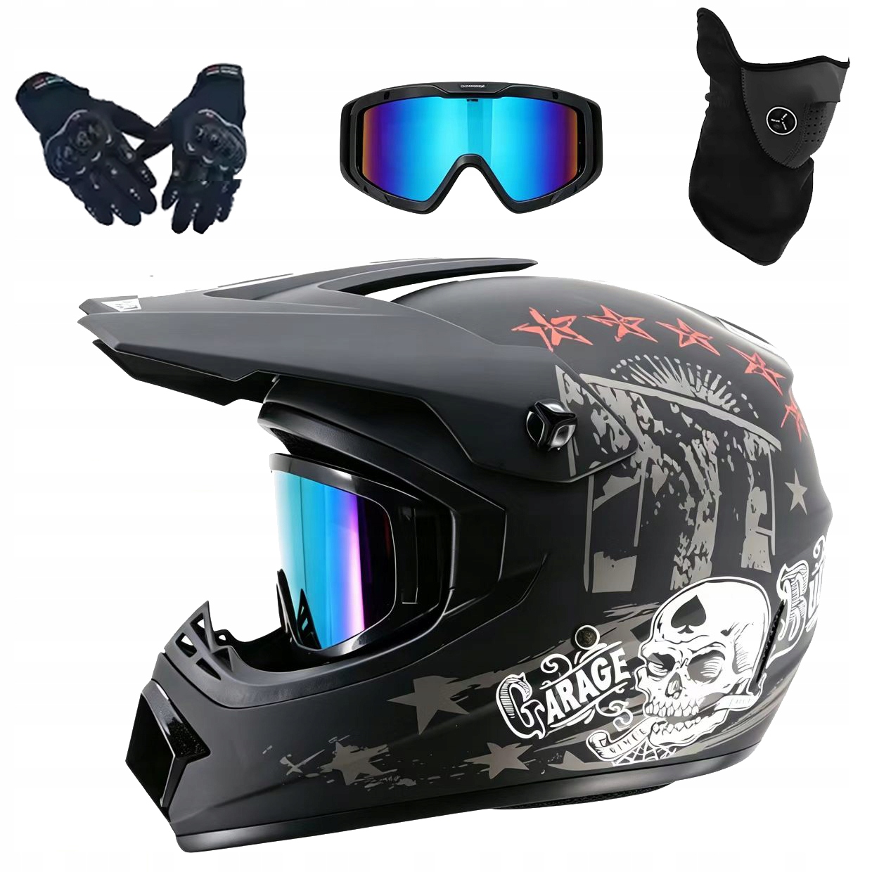 Helma Na Elektrickou Koloběžku Cross Enduro Quad Bmx Helma Brýle Rukavice M