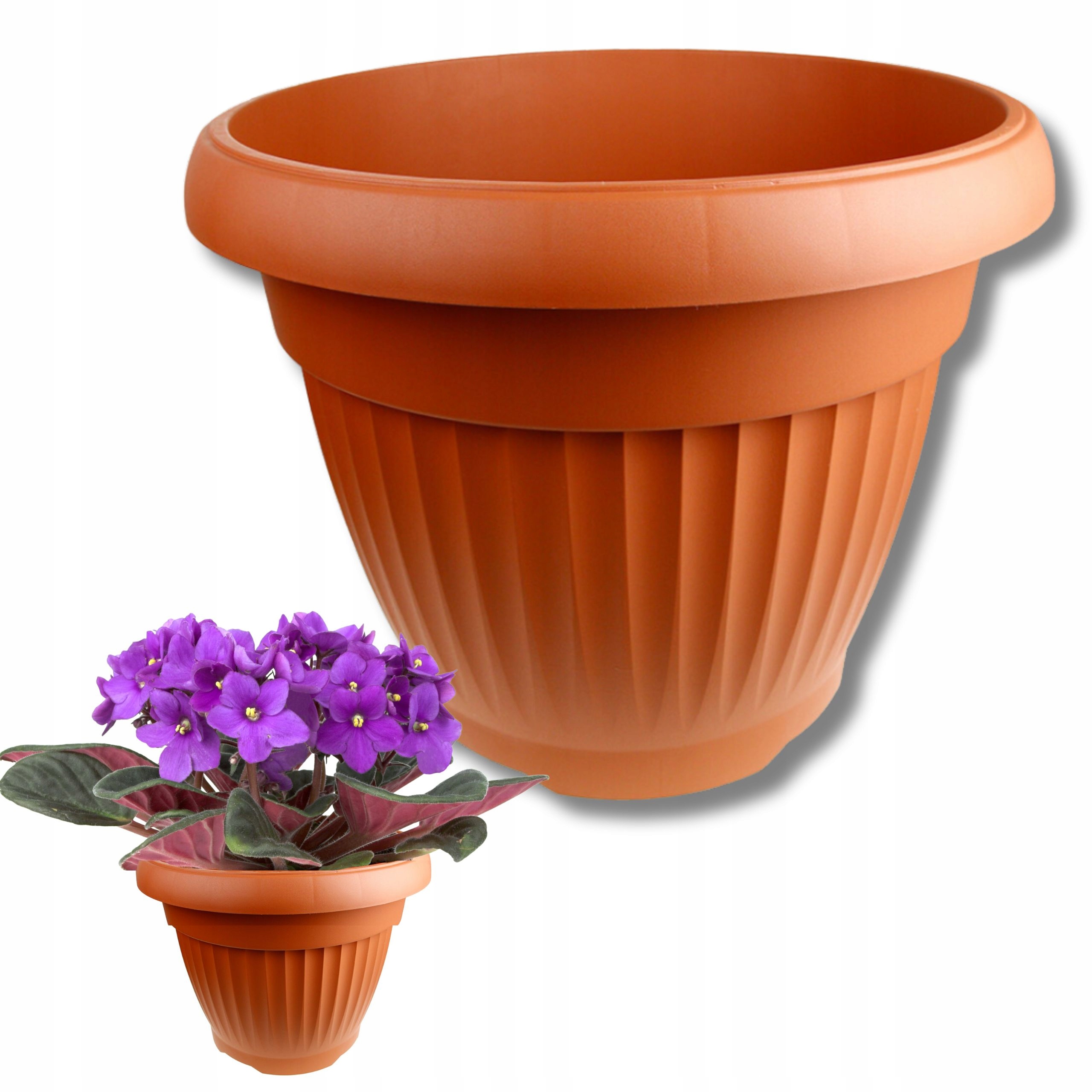 DONICZKA DONICA PLASTIKOWA ZEWNĘTRZNA DUŻA 48 l Terakota NA KWIATY OKRĄGŁA