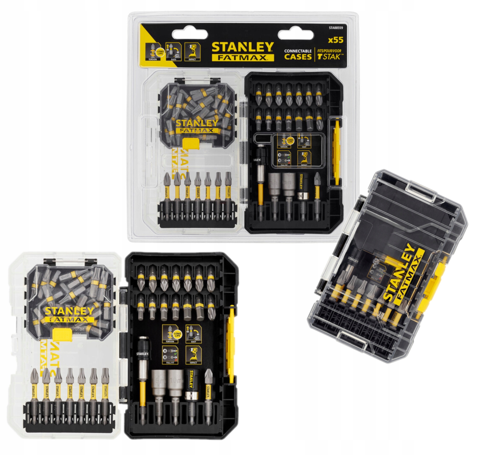 Stanley Fatmax 55-elementowy zestaw bitów udarowych w kasecie STA88559