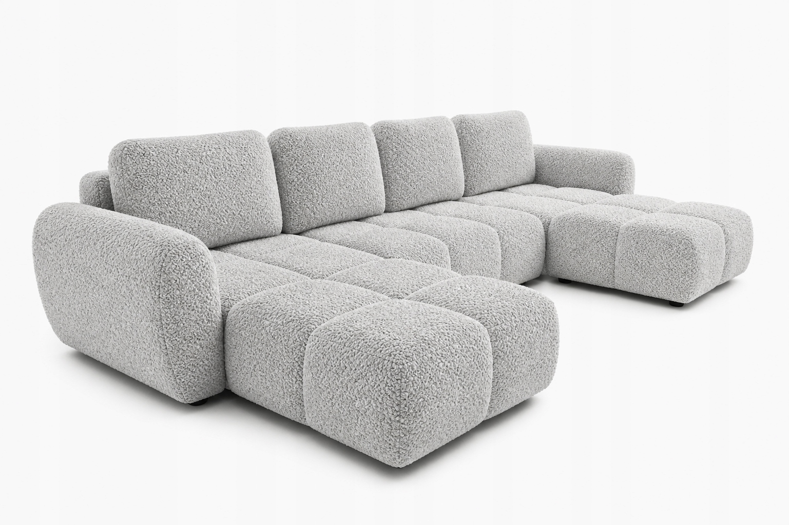 Rohová Sedací Souprava s funkcí spaní Agnello U 380 cm Boucle Světle šedá