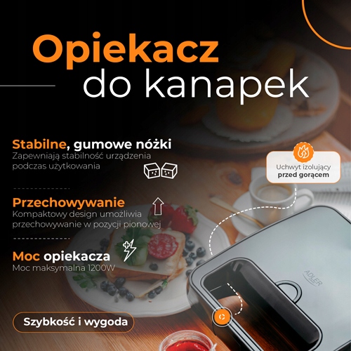 Opiekacz do Kanapek Adler AD 3079 - Chrupiące Kanapki w Minutę!