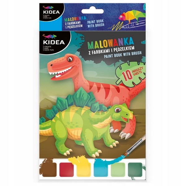 

Kidea Malowanka Z Farbkami I Pędzelkiem Dinozaury