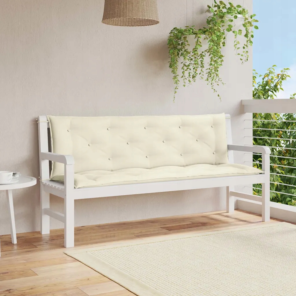 vidaXL Poduška na zahradní lavici krémově bílá 150x(50+50)x7 cm oxford