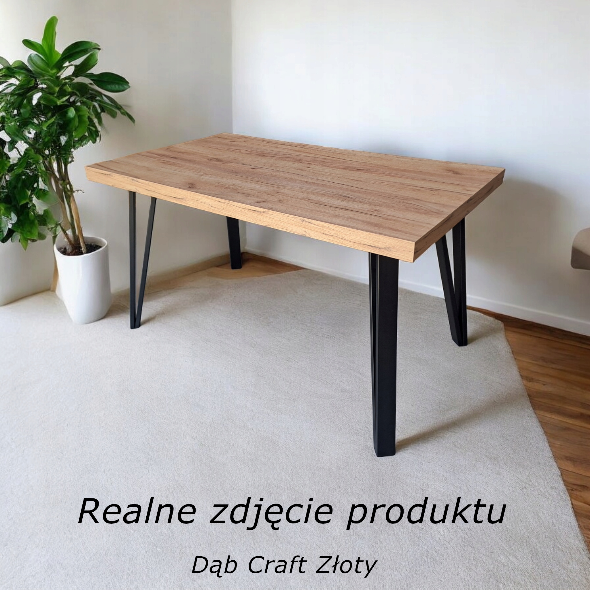 Stół rozkładany VERA, METALOWE NOGI loft nowoczesny 140x80x240 cm Materiał blatu płyta laminowana