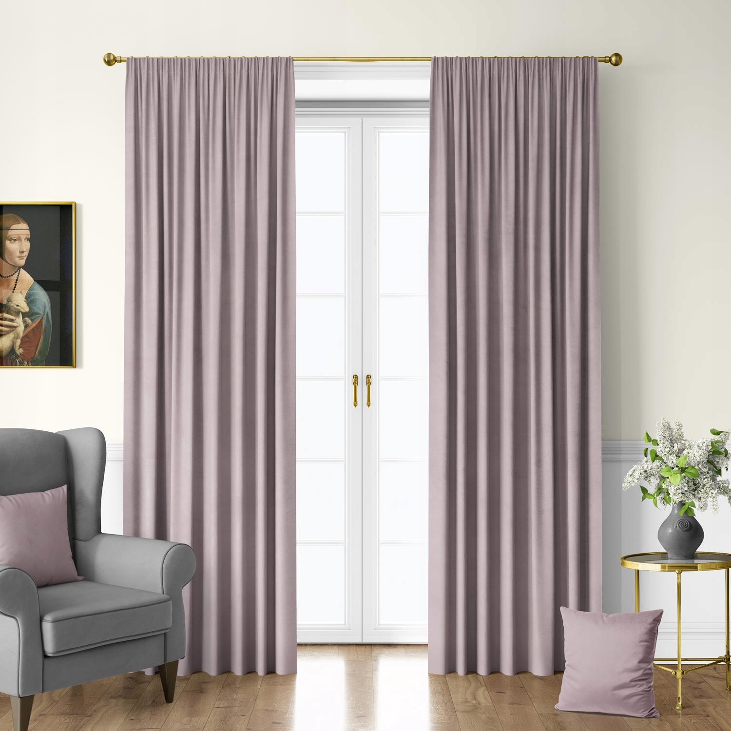 ZASŁONA Z TAŚMĄ MARSZCZĄCĄ WELUR 140X250 RÓŻOWA