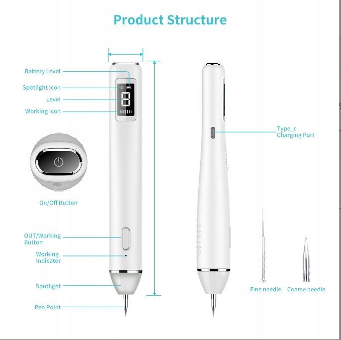 Xpreen professional spot remover elektrokoagulator Długość urządzenia 18.2 cm