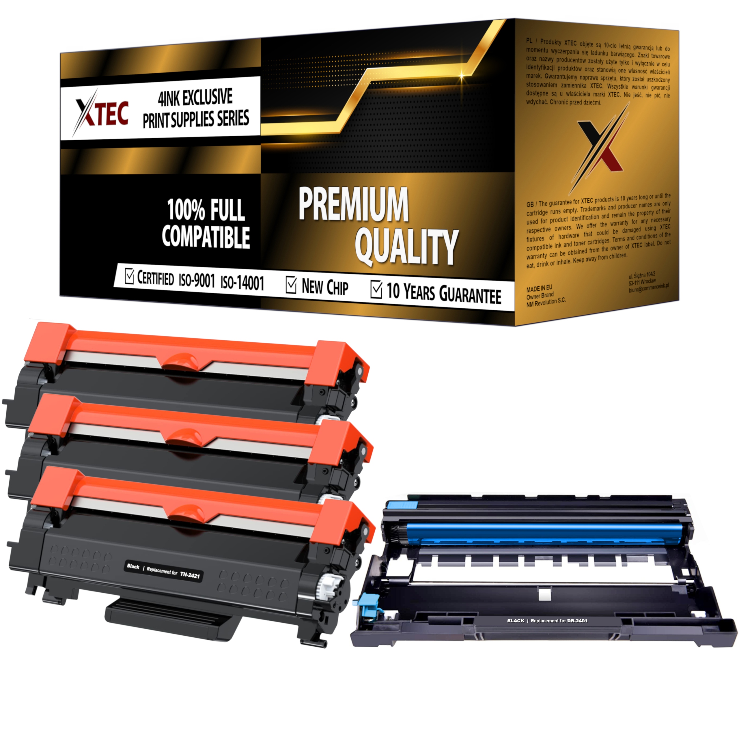 3x Toner Bęben Do Brother MFC-L2712DW MFC-L2732DW HL-L2352DW DCP-L2532DW