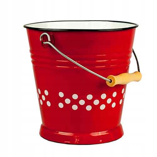 Wiaderko emaliowane retro 5 L wiadro czerwone w kropki