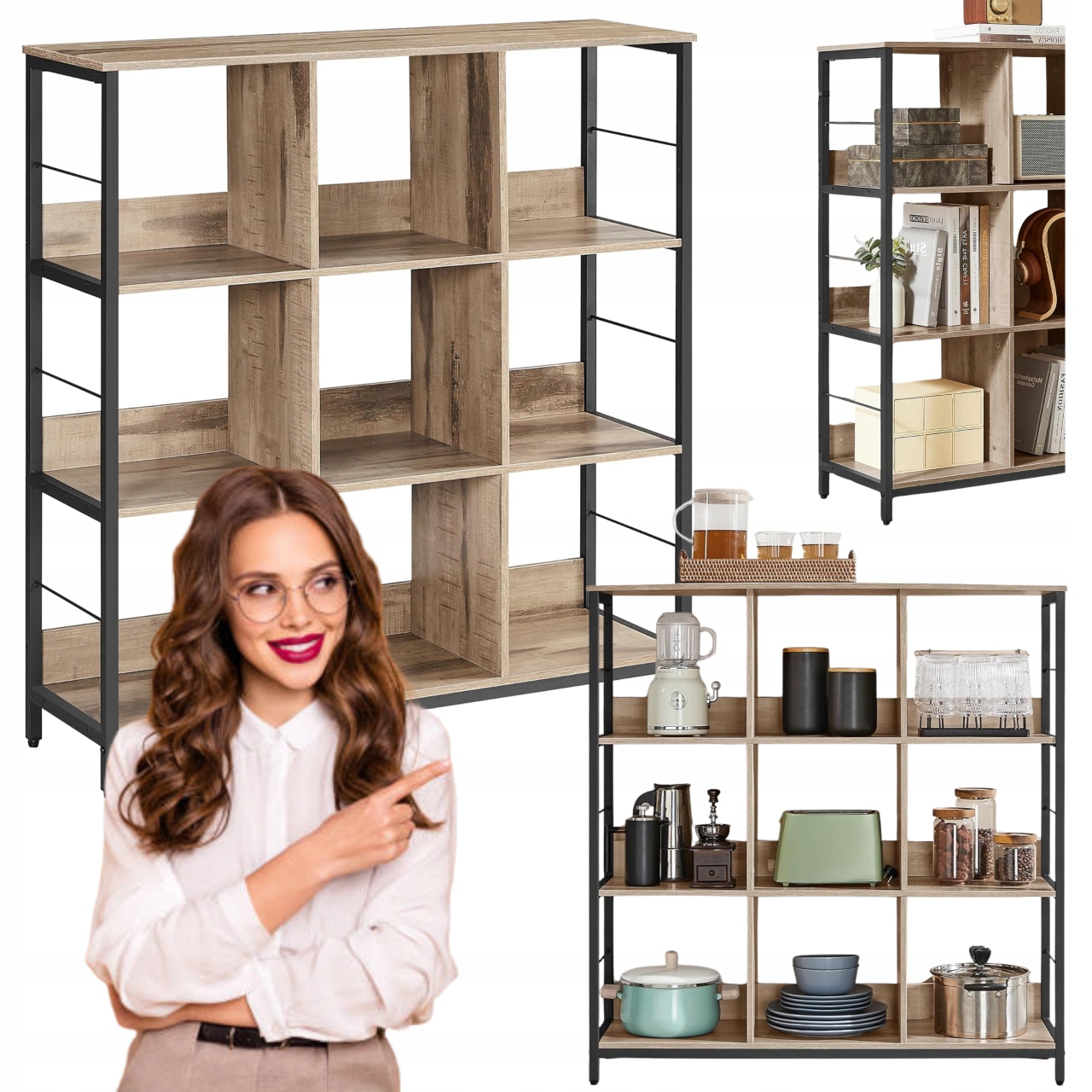 Regál Industriálny 100x103 cm Rustikálny Loft Polička Skriňa do kuchynského salónu