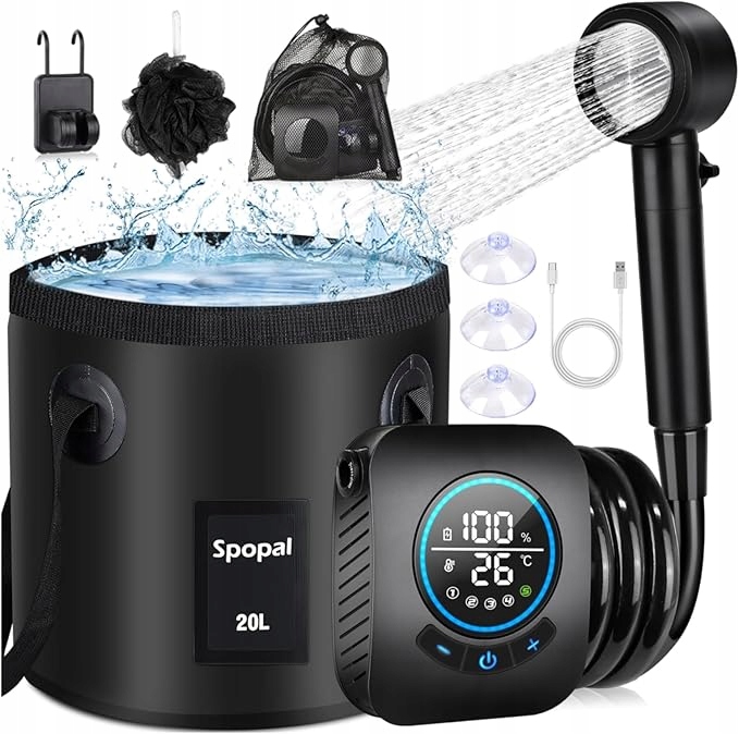 Spopal Przenośny prysznic na kemping, 20-l, a kemping z wiadrem