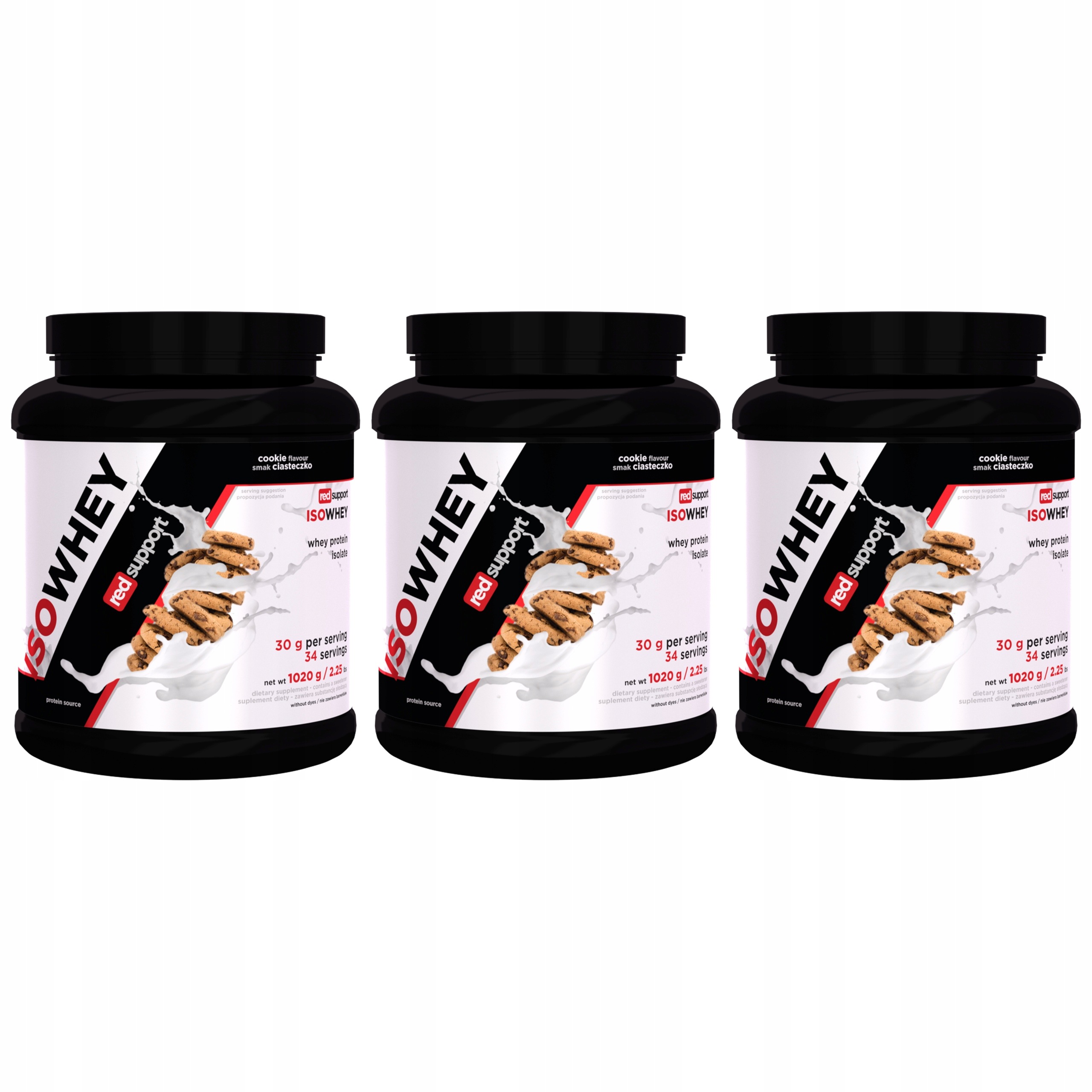 3 x Proteinový izolát 30 g Wpi svalová hmota síla Red Support