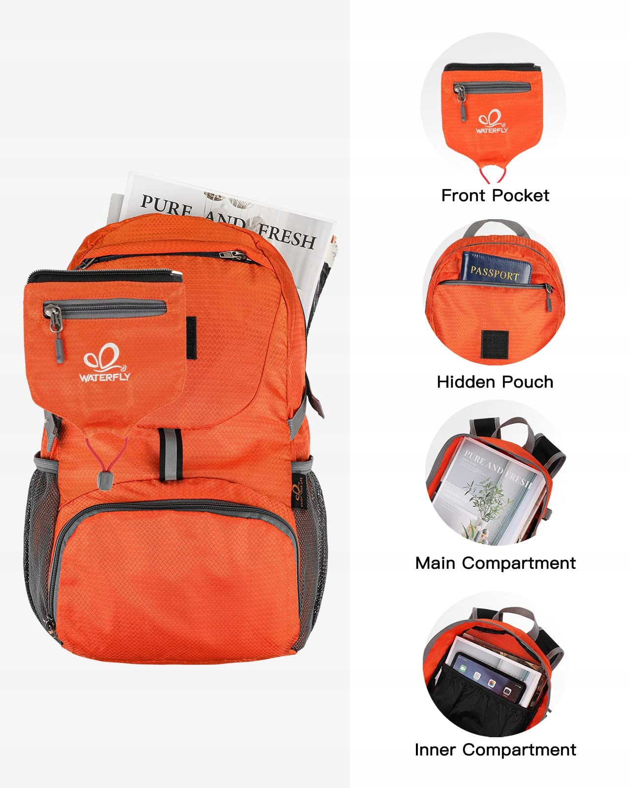WATERFLY Ultralekki Składany Plecak 20L Turystyczny Trekkingowy — miniatura 4