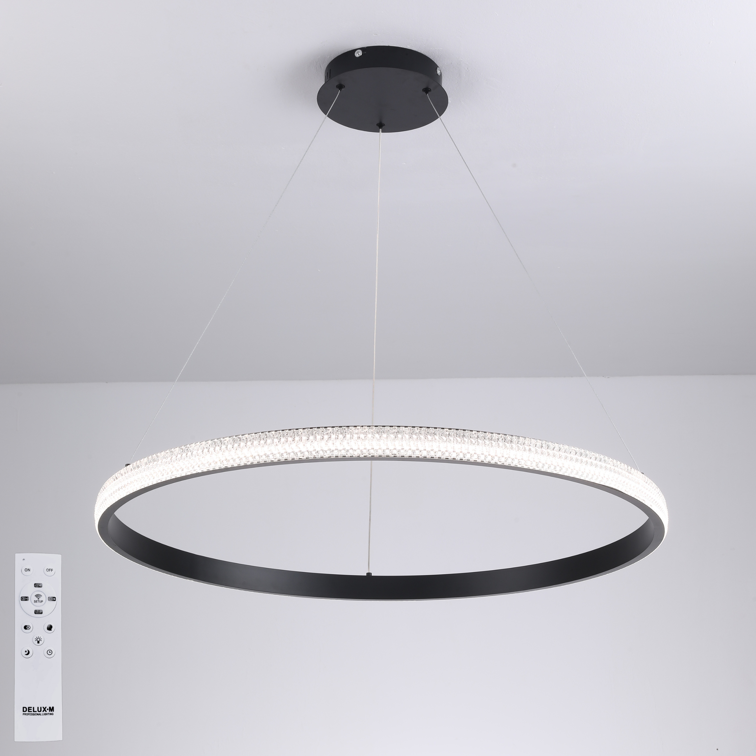 Lampa Sufitowa Ring wisząca czarna nowoczesna czarna Żyrandol Led 60cm
