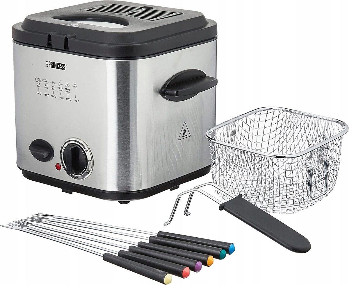 Princess 182611 Mini Fritéza A Fondue 840W Nerezová Ocel Stříbrná