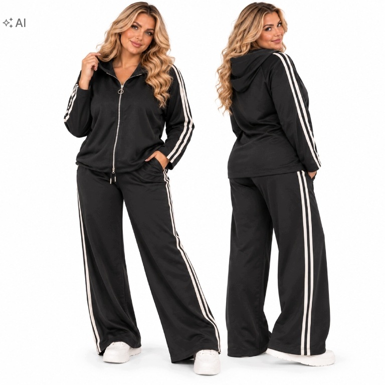 Tepláková souprava máslo s lampasy, rozepínací kapuce, sportovní, velikost 50 52 5XL, 6XL