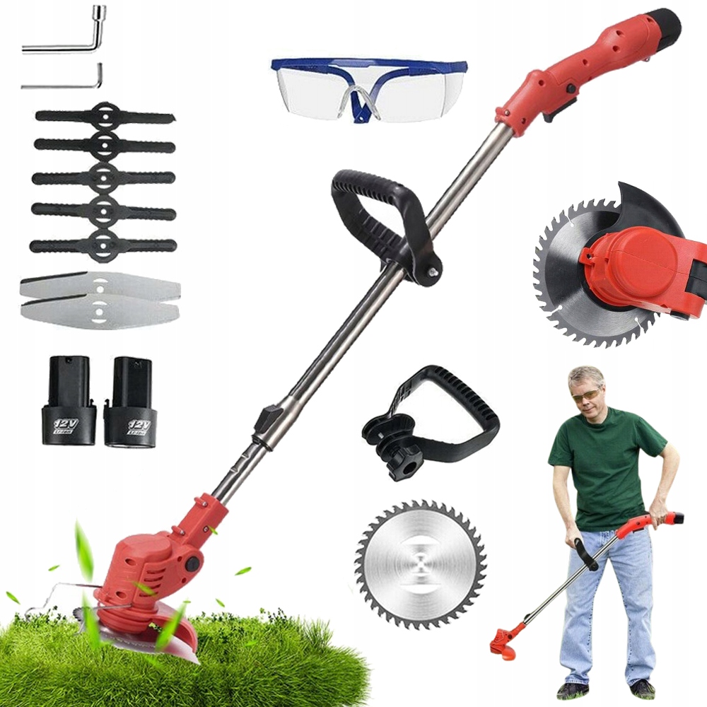 Aku Strunová Sekačka, Vyžínač 650W Výkonná Teleskopická 90-120CM 2 Baterie