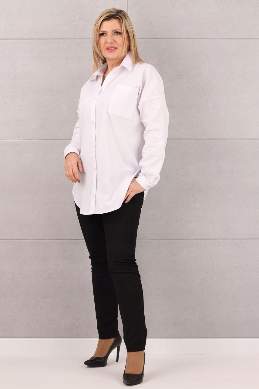 KOSZULA DAMSKA ELEGANCKA BAWEŁNIANA KLASYCZNA OVERSIZE ROZPINANA Rozmiar 46