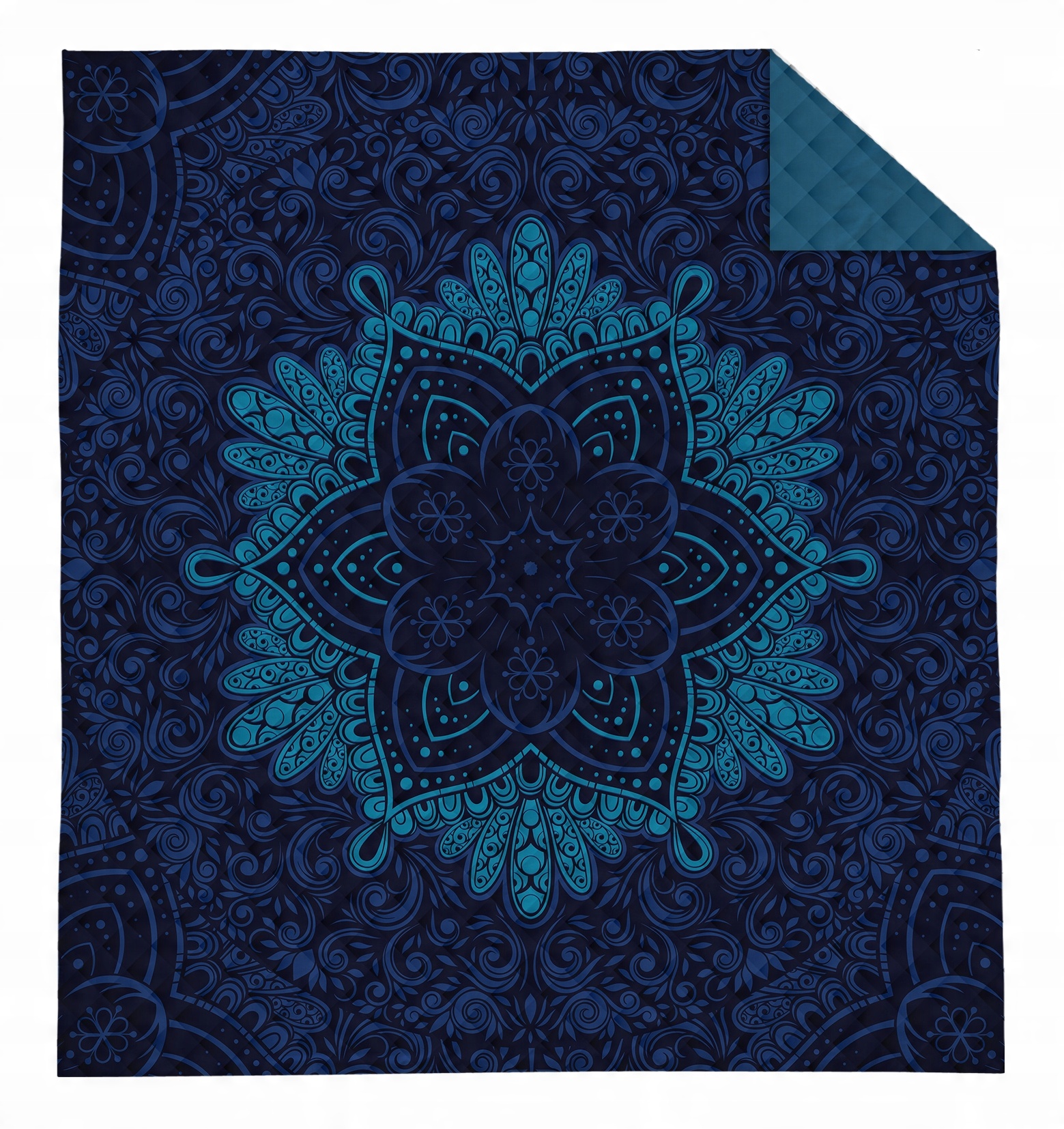 

Narzuta na łóżko pikowana 220x240 cm Mandala nieb