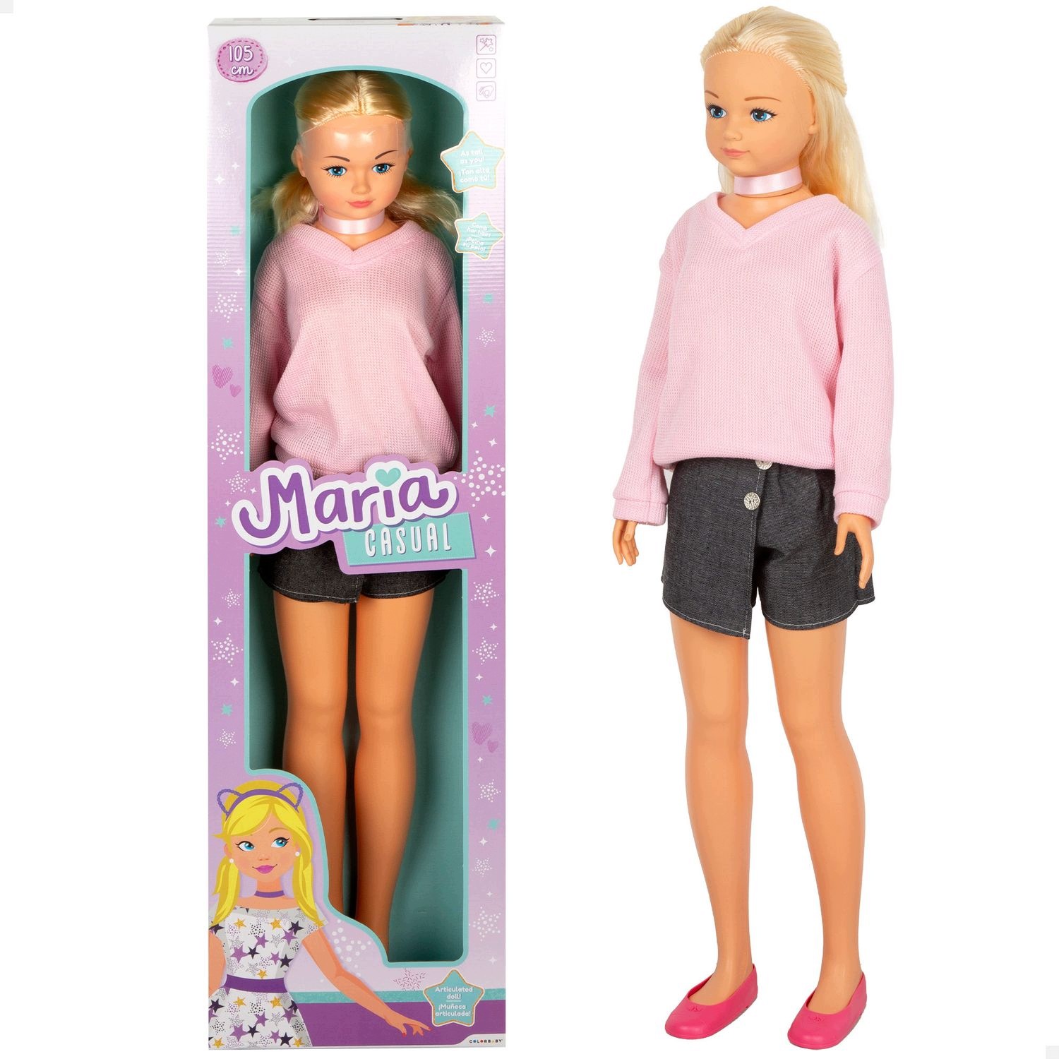 Lalka duża 105 cm Maria Casual Colorbaby blondynka ubranka 3+