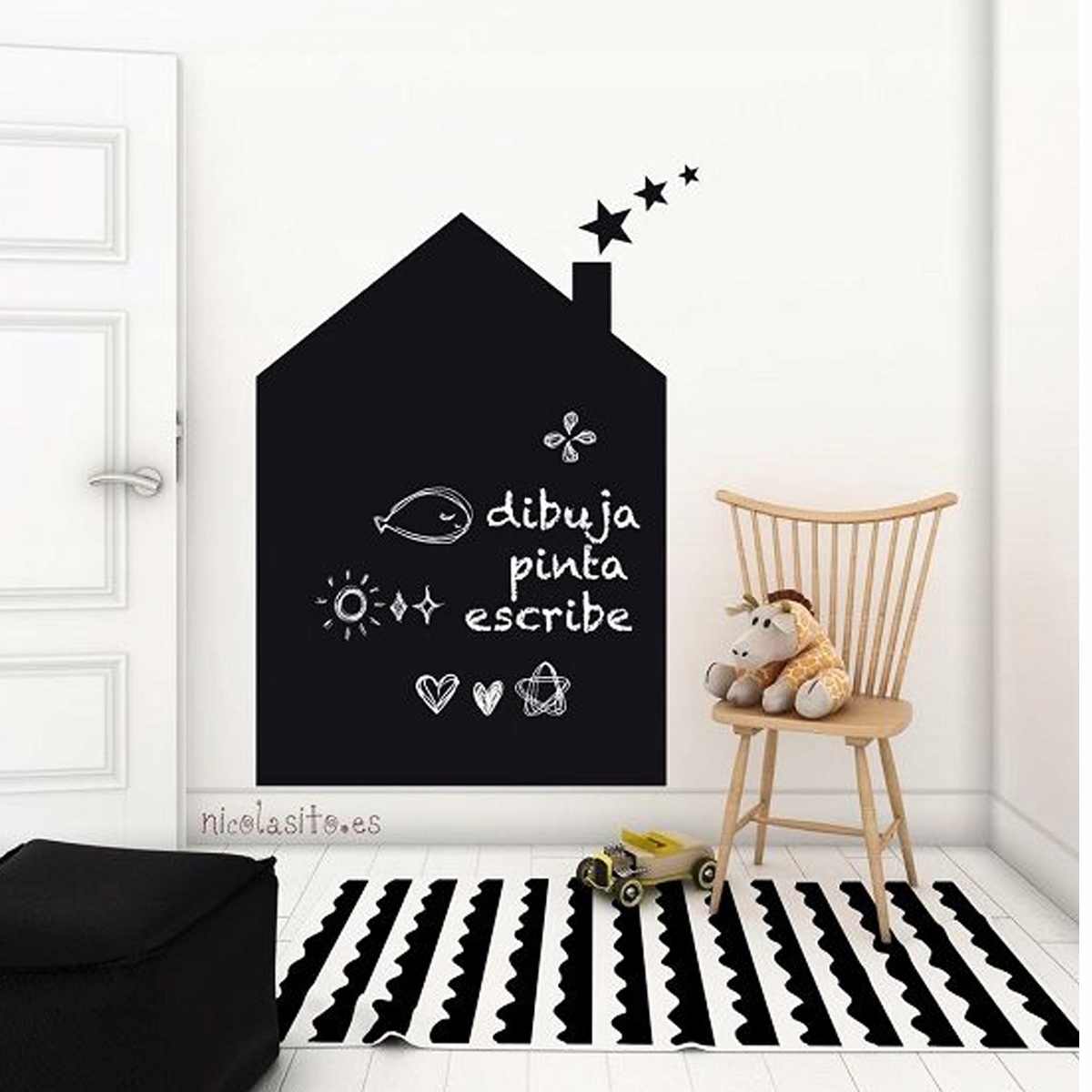 TABLICA KREDOWA SAMOPRZYLEPNA CZARNA DUŻA NA ŚCIANĘ + KREDA 45 x 200 CM Szerokość produktu 45 cm