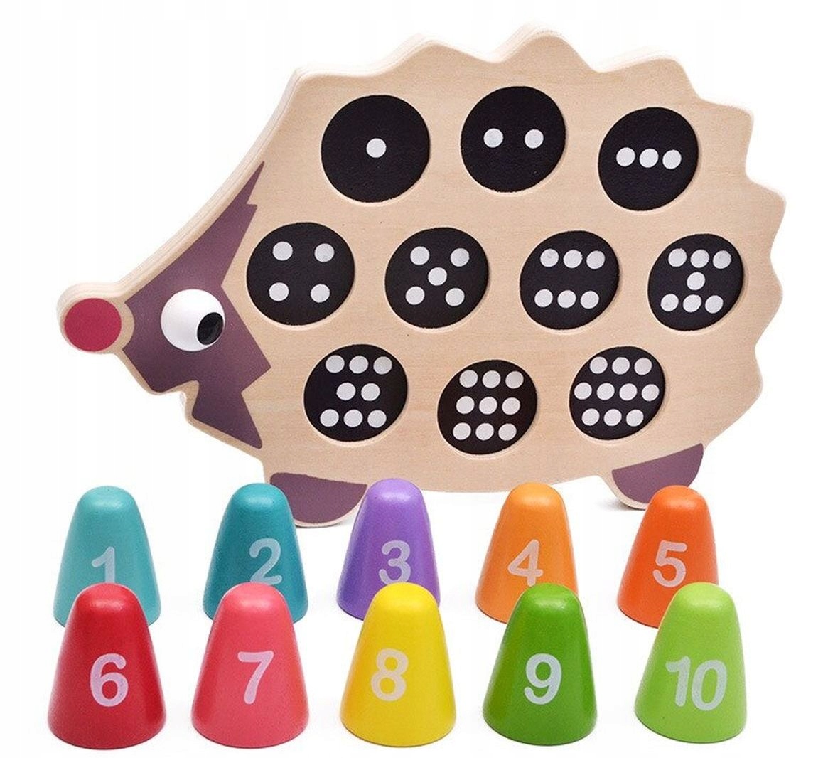 

Drewniany Jeż Układanka Montessori Nauka Cyferek