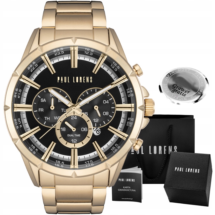 Velké pánské hodinky Paul Lorens Luxury multidatovač krabička Gravírování