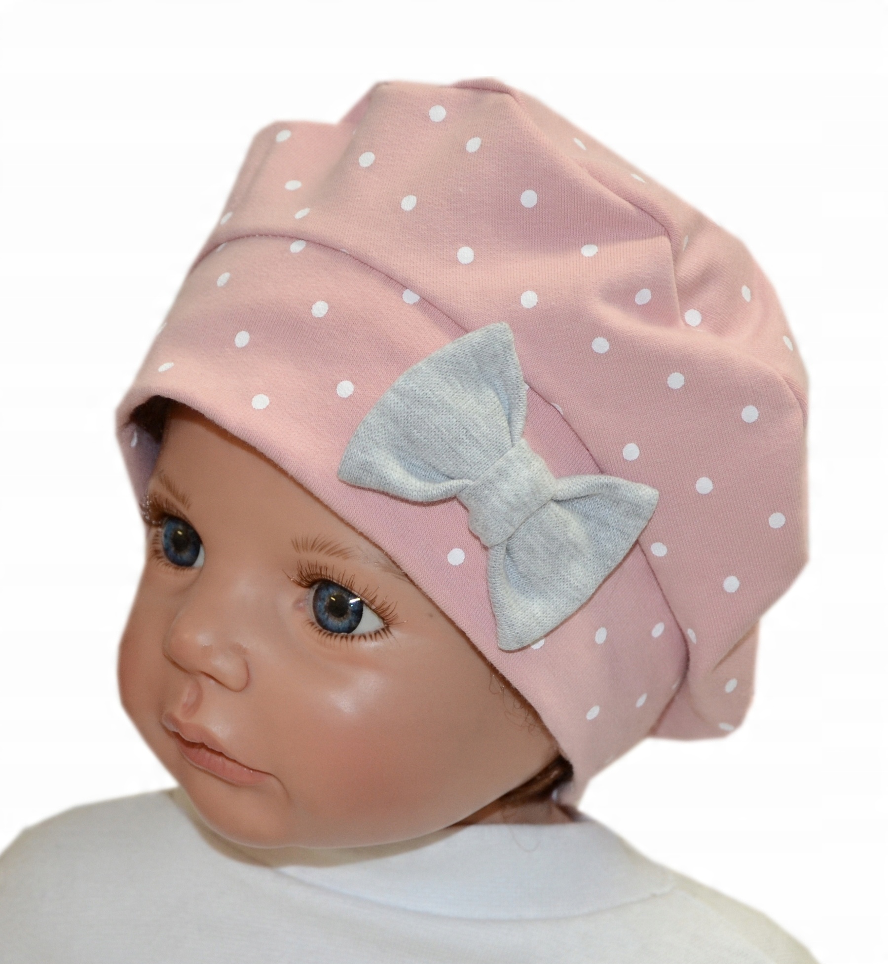 

Beret z dresówki z kokardą 48-52cm b. róż