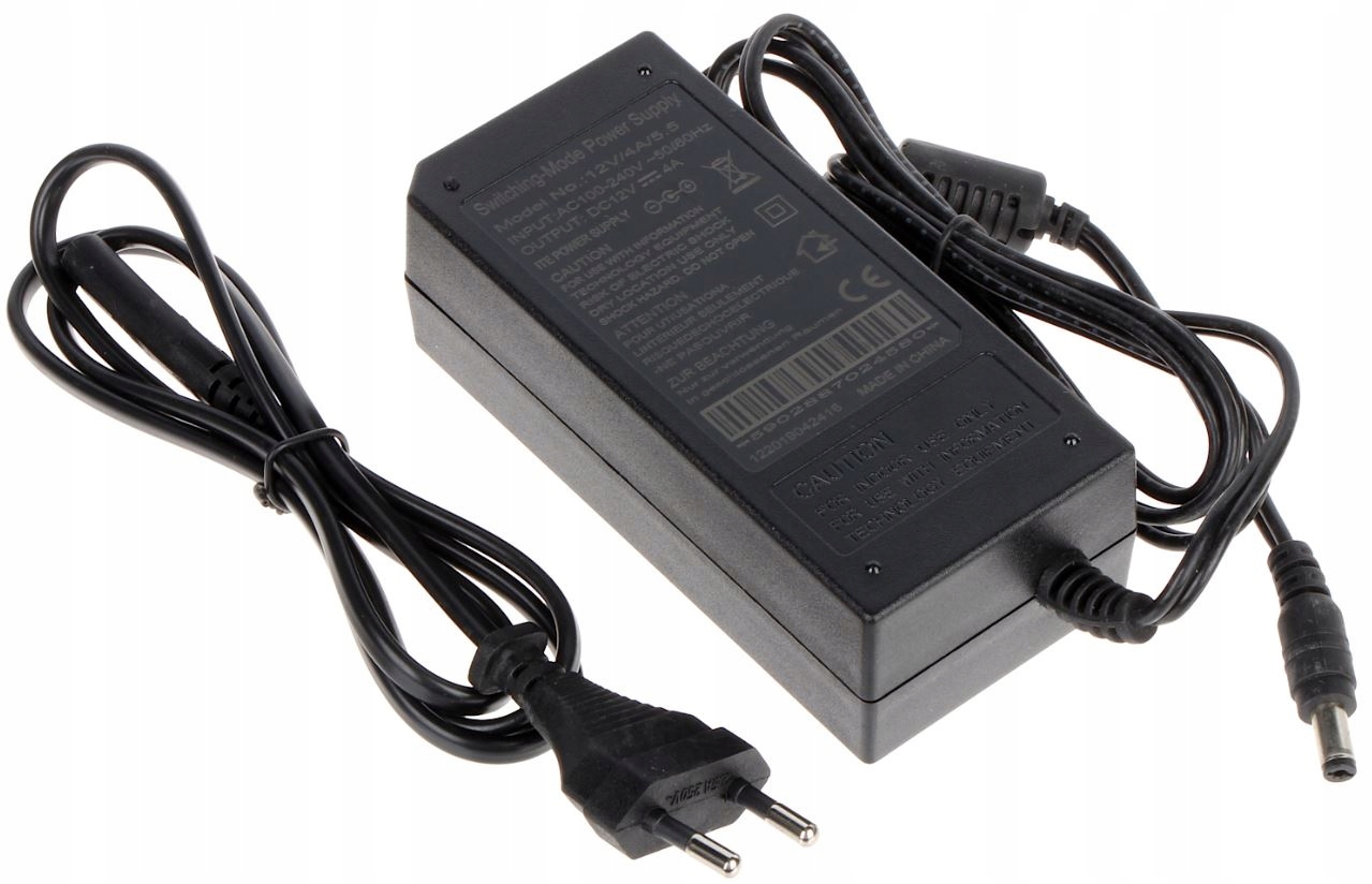 

Zasilacz Impulsowy 12V/4A/5.5 do kamer monitoringu
