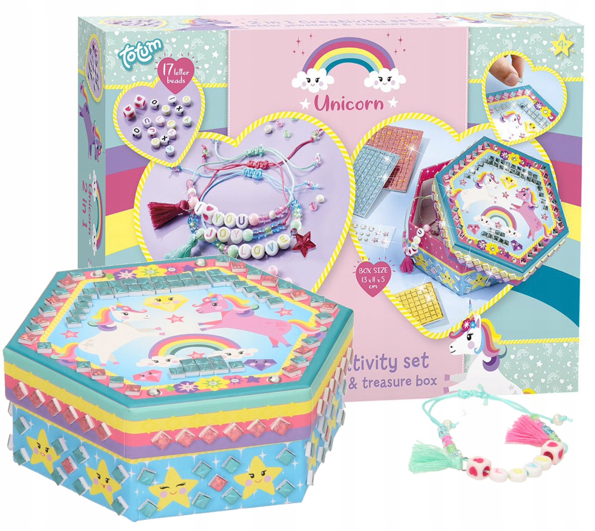 Totum zestaw kreatywny do robienia bransoletek + pudełko mozaika diamentowa