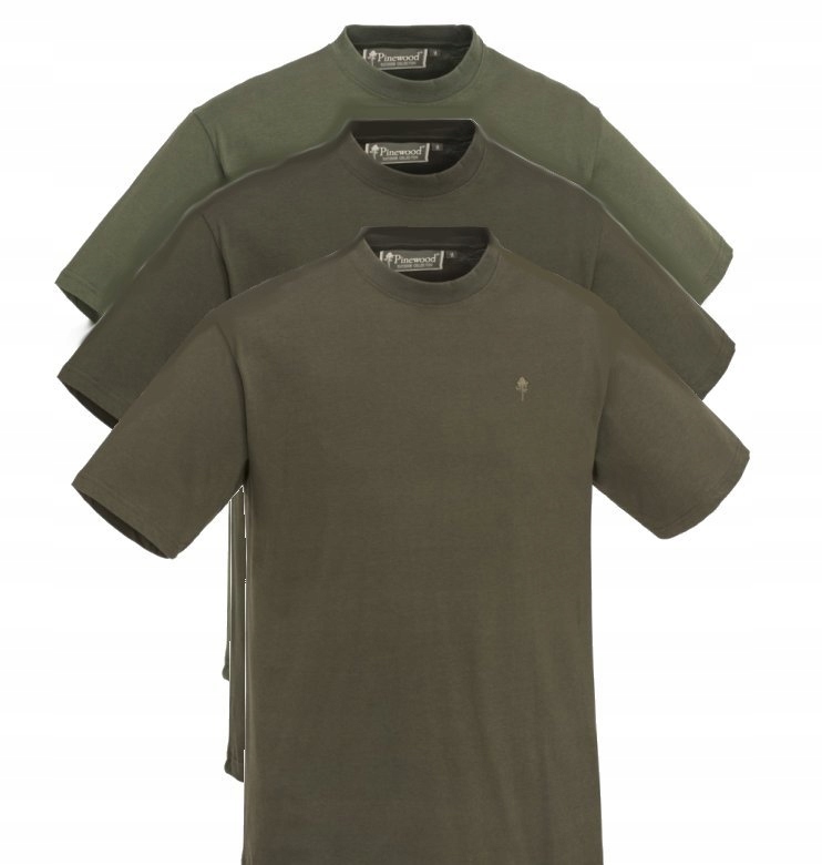B T-shirt myśliwski Męski Pinewood 3-PACK Green/H.Brown/Khaki 5447 r. S