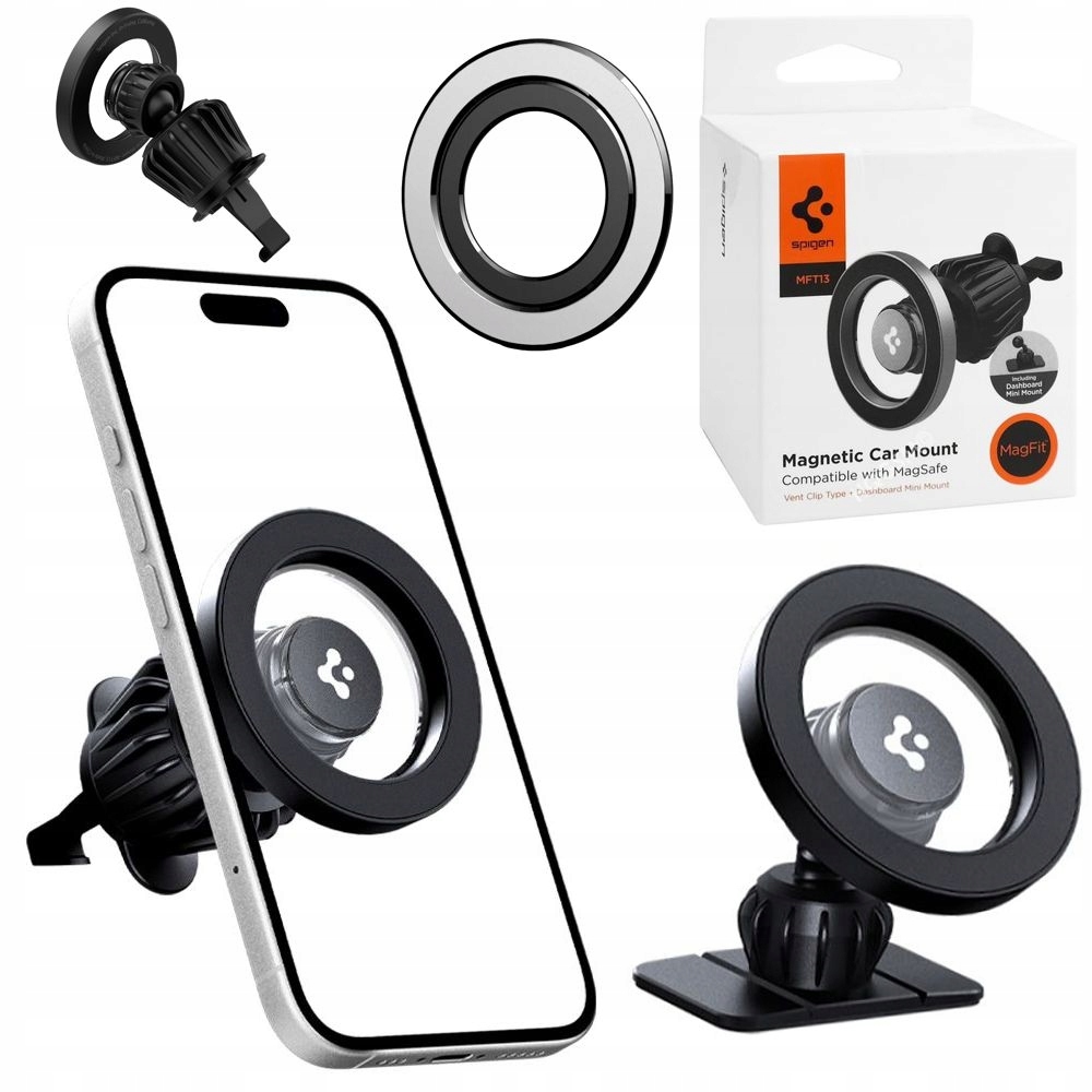 Spigen MFT13 Uchwyt Samochodowy z MagSafe Magnetyczny do Kratki i Deski